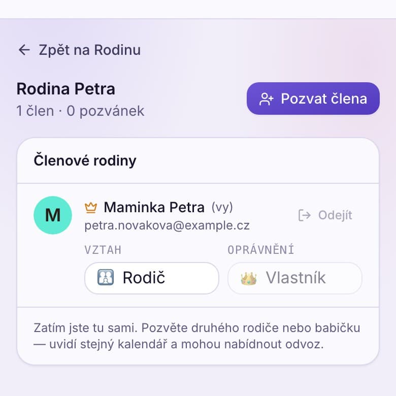 Členové rodiny sdílející kalendář