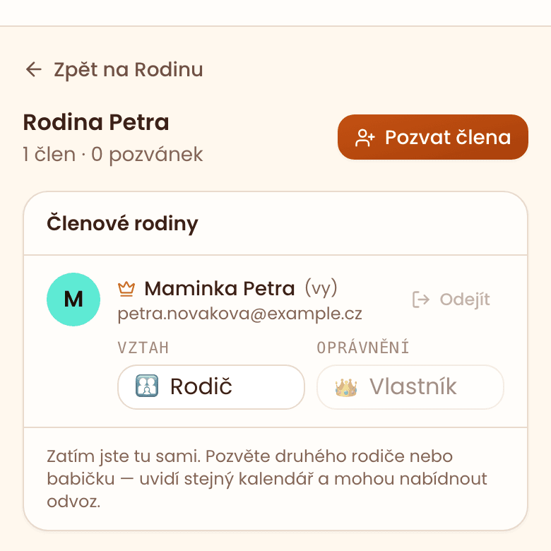 Členové rodiny sdílející kalendář