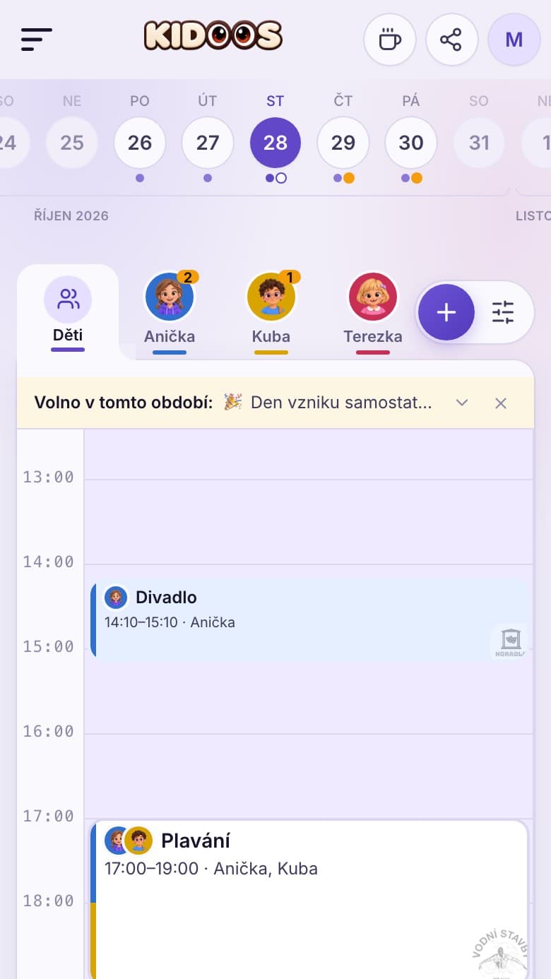 Den v mobilní aplikaci KIDOOS
