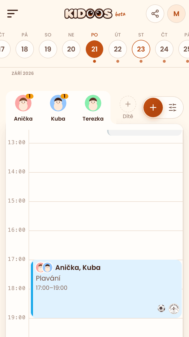 Den v mobilní aplikaci KIDOOS
